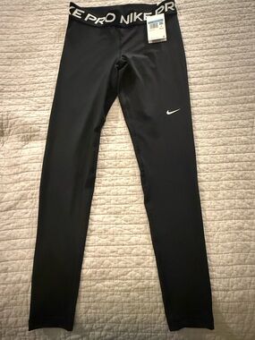 Nike Black Pro Leggings with White Swoosh